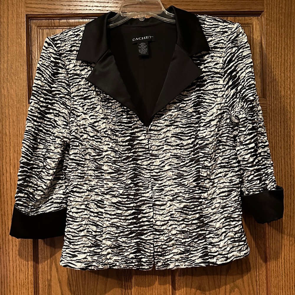 Cachet Zebra Patterned Blazer with Black Accents